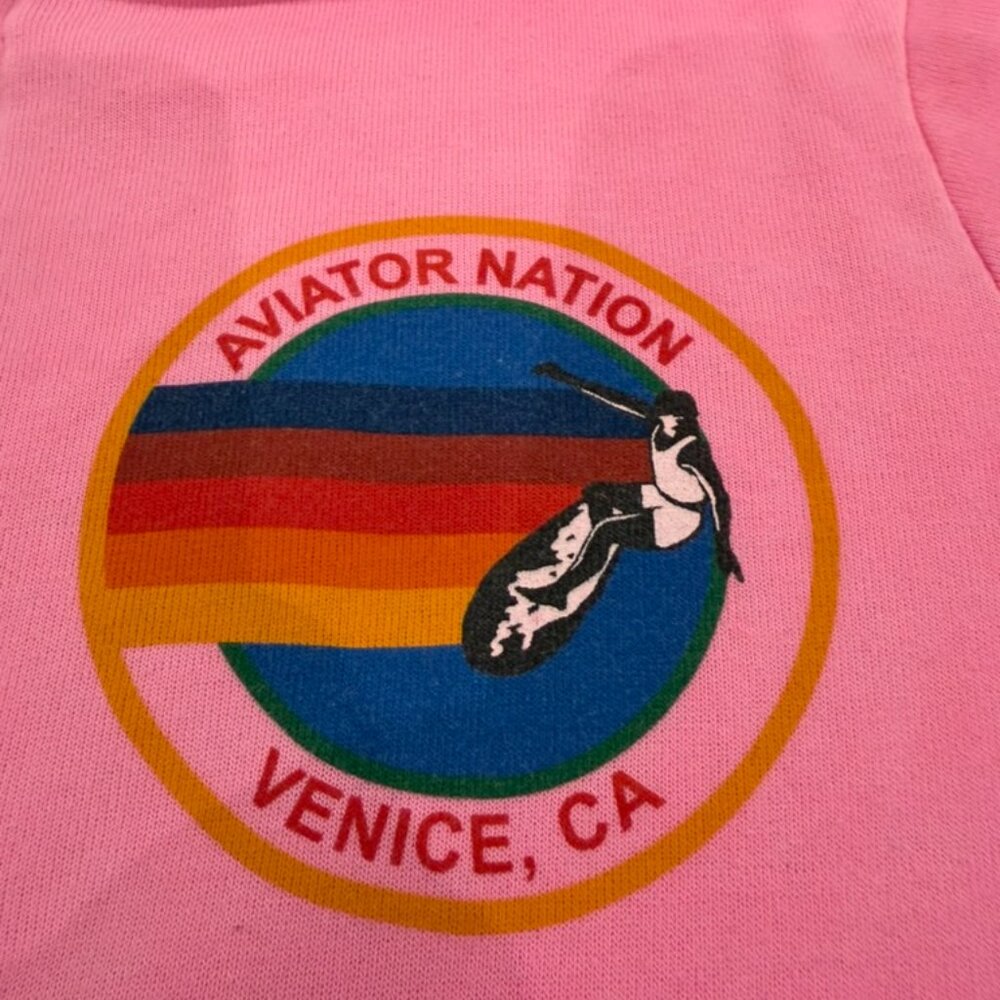 Aviator Nation Pink Hoodie with Rainbow Logo - Picture 2 of 7